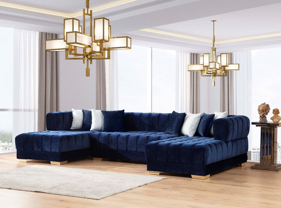 Ariana Velvet Blue Double Chaise Sectional