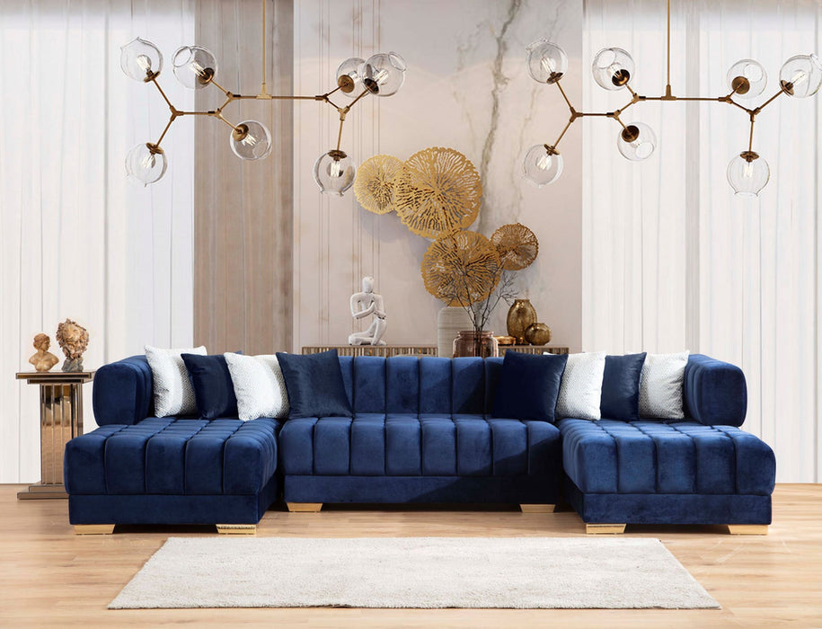 Ariana Velvet Blue Double Chaise Sectional