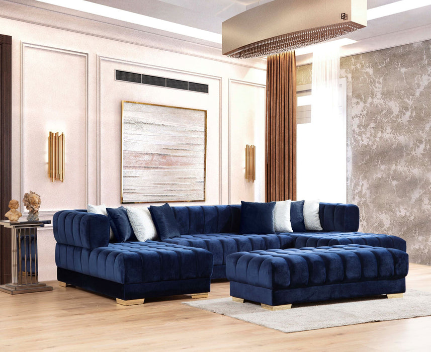 Ariana Velvet Blue Double Chaise Sectional