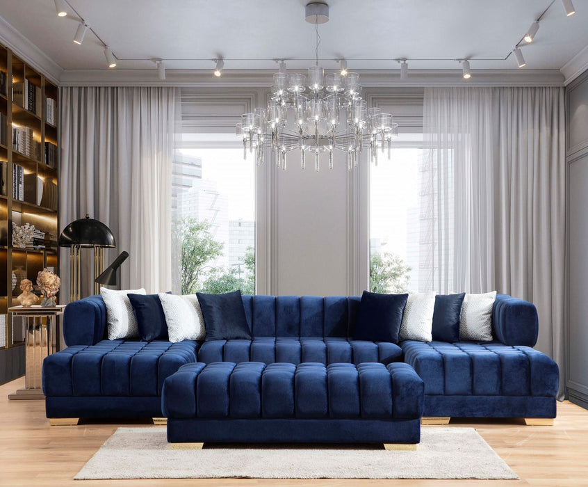 Ariana Velvet Blue Double Chaise Sectional