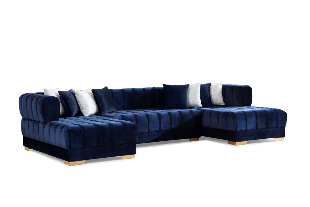 Ariana Velvet Blue Double Chaise Sectional