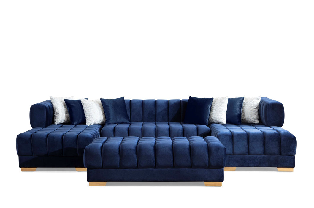 Ariana Velvet Blue Double Chaise Sectional