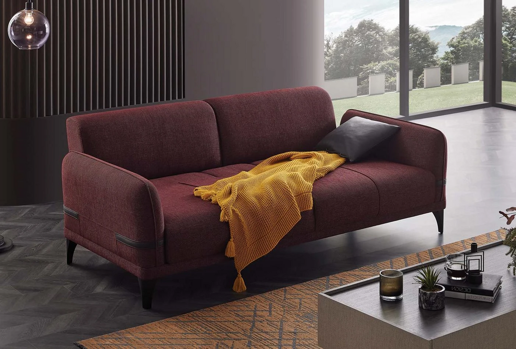 Linz 3-Seater Sofa Bed, Linen (Burgundy)