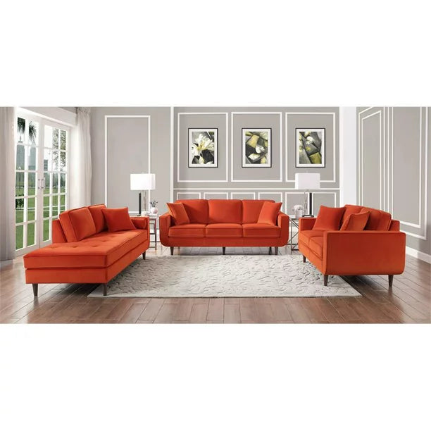 Rand Orange Velvet Chaise