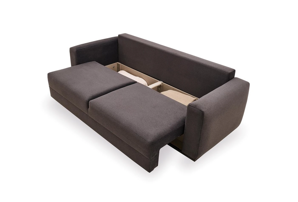 Carino 3-Seater Sofa Bed with Storage, Velvet (Dark Gray)