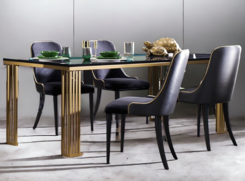 Marble/Black/Gold Carlino Dining Room Set