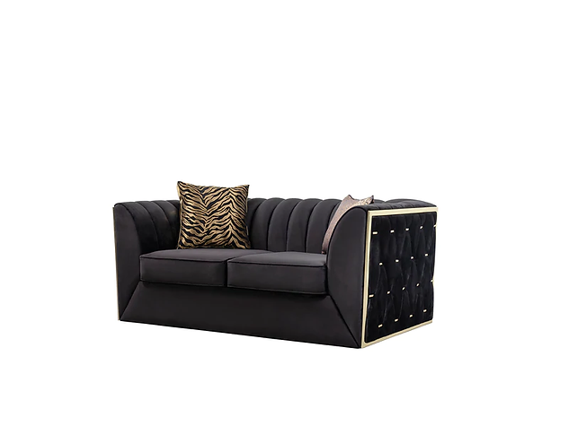 Dream Black Velvet Sofa & Loveseat