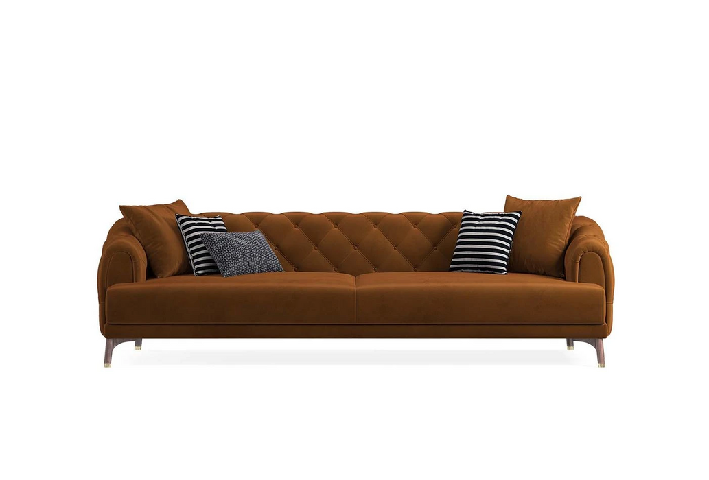 Orange Velvet Navona 4-Seater Sofa