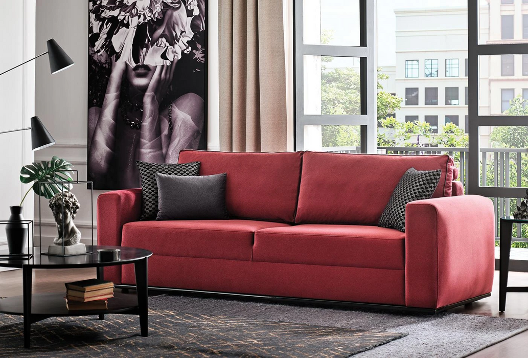 Carino 3-Seater Sofa, Velvet (Burgundy)