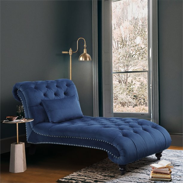 Rosalie Navy Blue Velvet Chaise