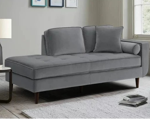 Rand Gray Velvet Chaise