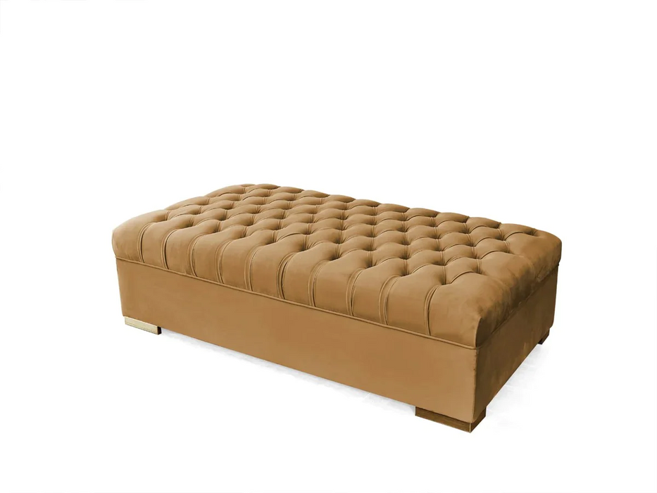 Lauren Mustard Velvet Oversized Ottoman