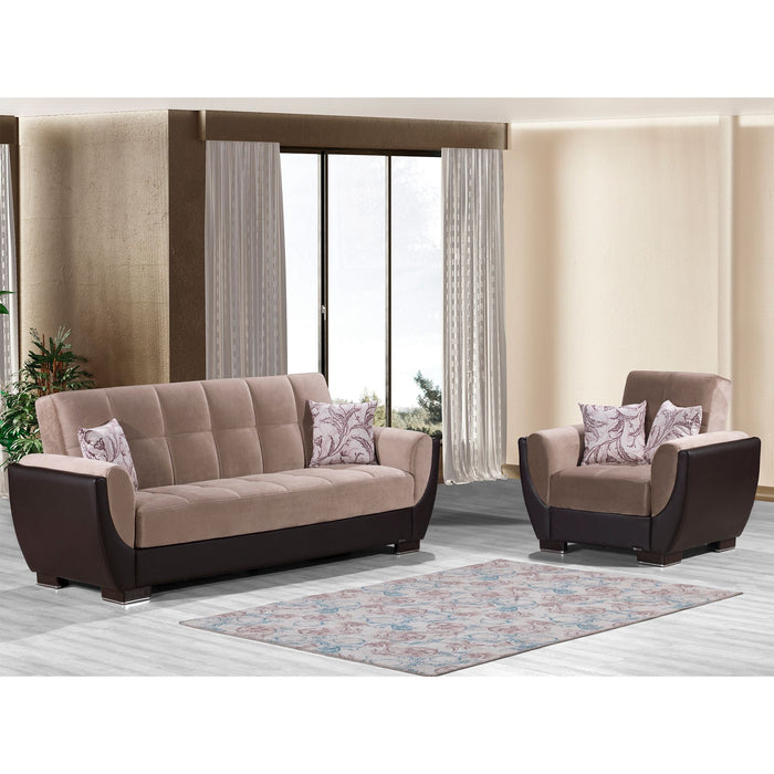 Armada Air Microfiber Sand/Brown Sofa 109