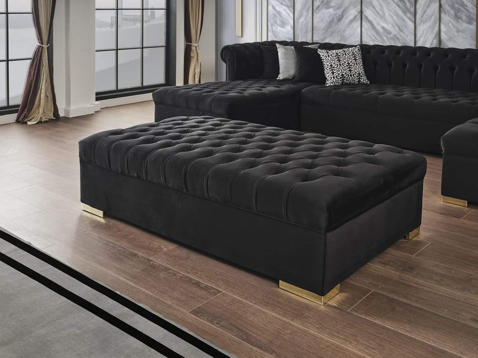 Lauren Black Velvet Double Chaise Sectional