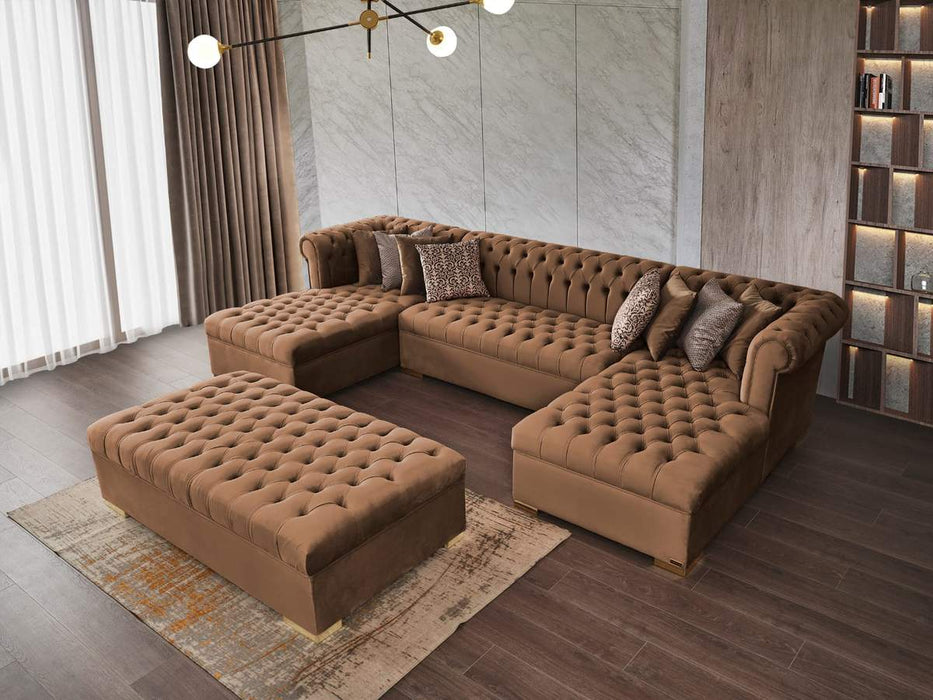 Lauren Mocha Velvet Double Chaise Sectional