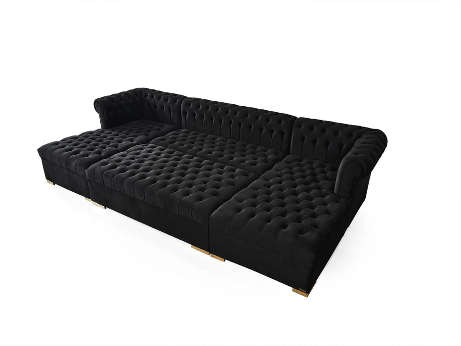 Lauren Black Velvet Oversized Ottoman