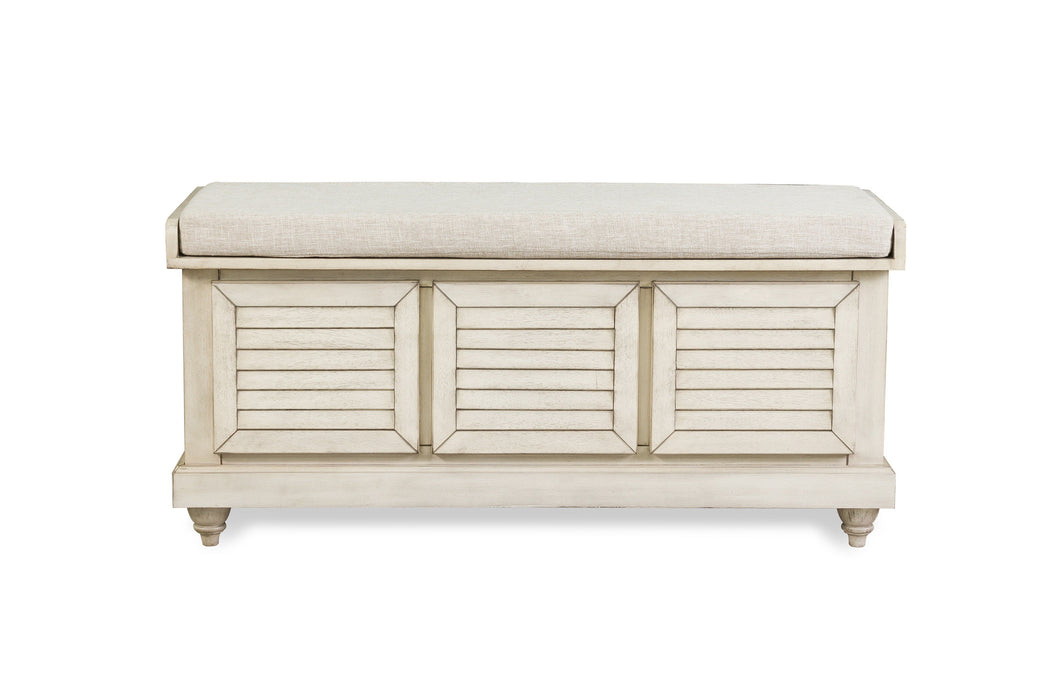 Woody Antique White Lift Top Storage Bench