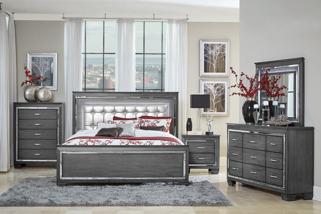 Allura Gray LED Upholstered Panel Youth Bedroom Set