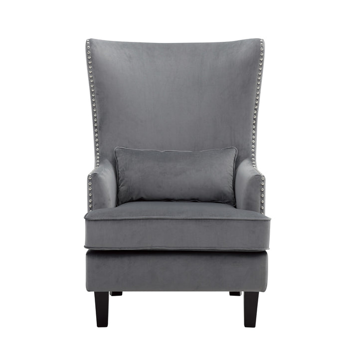 Tonier Gray Velvet Accent Chair