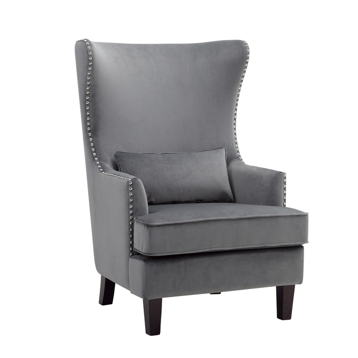 Tonier Gray Velvet Accent Chair