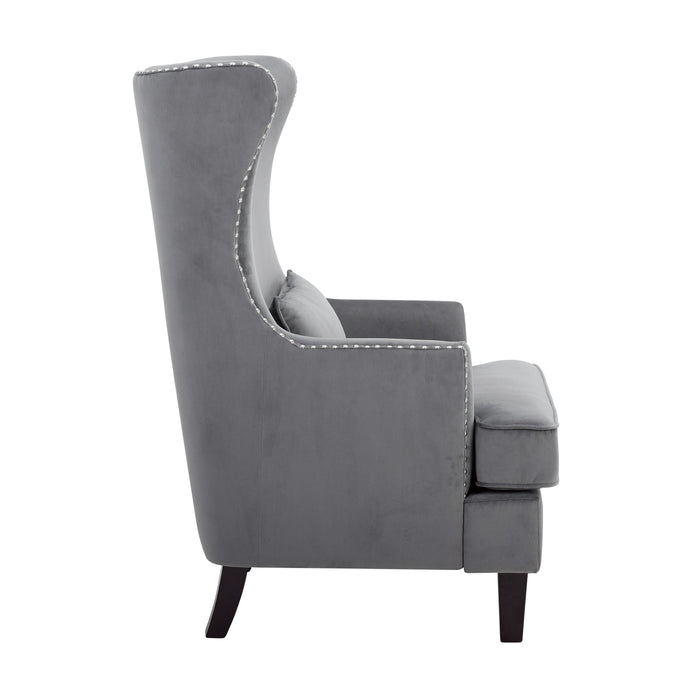 Tonier Gray Velvet Accent Chair