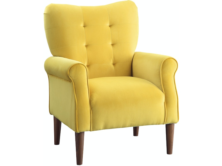 Kyrie Yellow Velvet Accent Chair