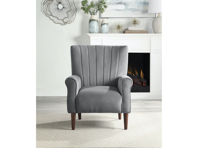 Urielle Dark Gray Velvet Accent Chair