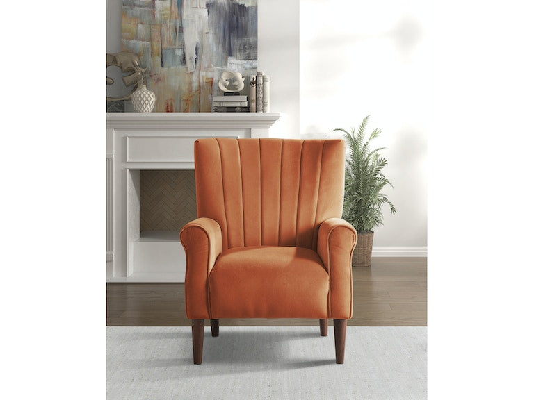 Urielle Orange Velvet Accent Chair