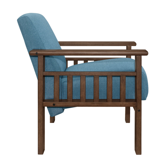 Helena Blue Accent Chair with Storage Arms