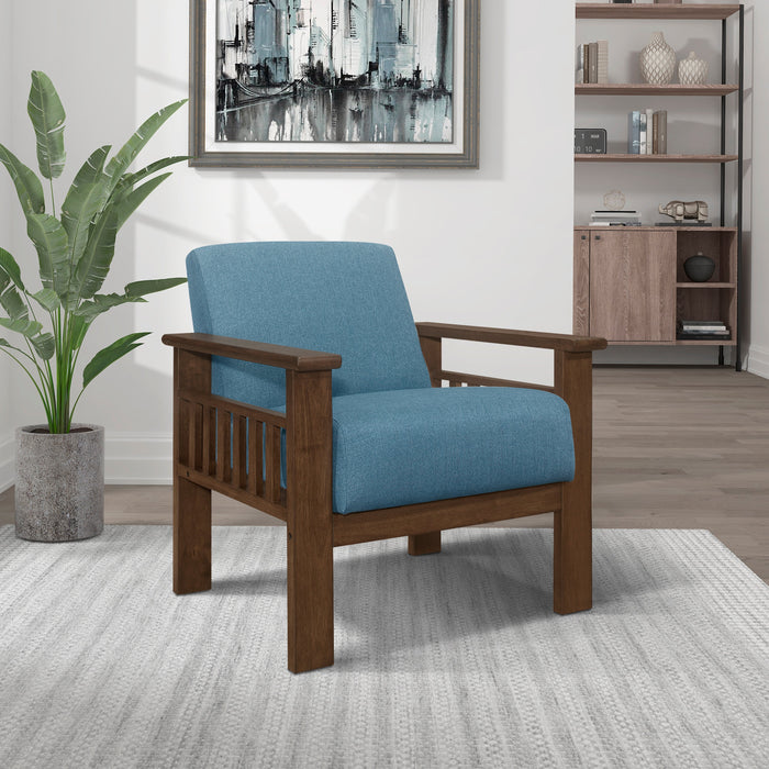 Helena Blue Accent Chair with Storage Arms