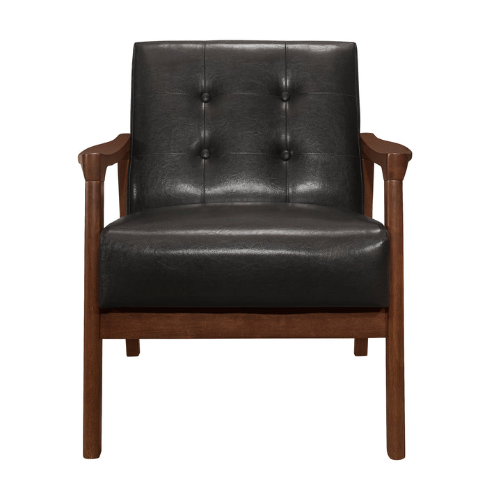 Alby Dark Brown Faux Leather Accent Chair