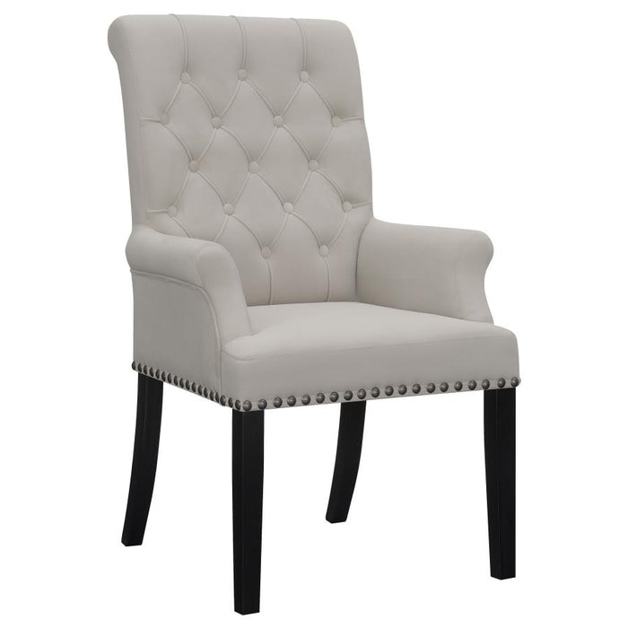 Upholstered Tufted Arm Chair With Nailhead Trim