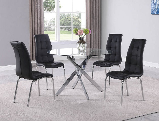 Jetta Black Round Glass-Top Dining Room Set