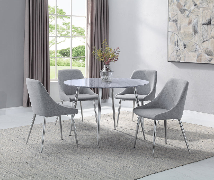 Tola Silver Glass-Top Round Dining Table