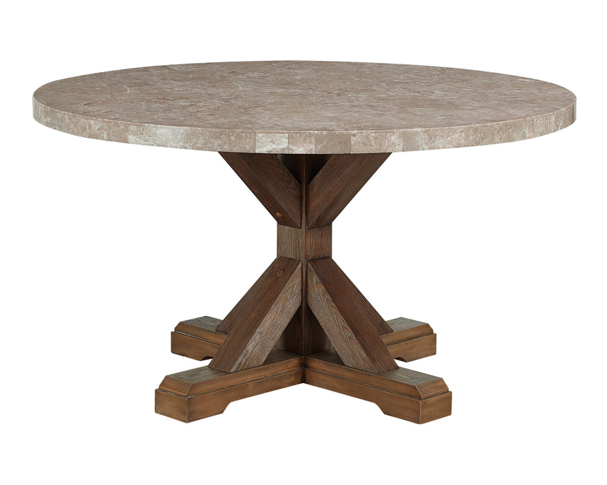 Vesper Brown/Gray Marble Round Dining Table