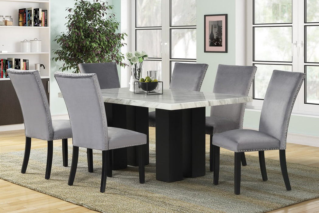 Oslo Grey 7-Piece Faux Marble Dining Set