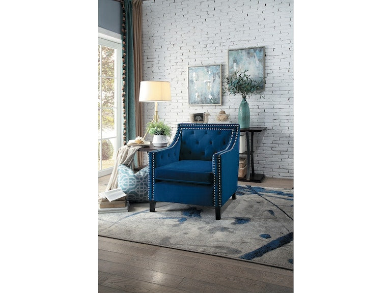 Graziso Blue Velvet Accent Chair