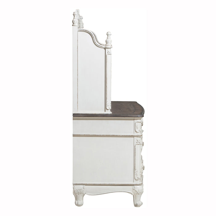 Cinderella Antique White Writing Desk with Hutch