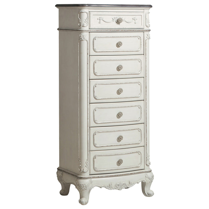 Cinderella Antique White 7-Drawer Tall Chest