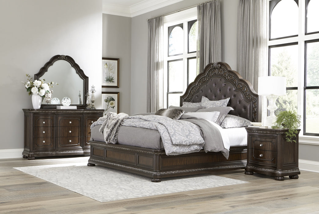 Beddington Dark Cherry Queen Upholstered Panel Bed