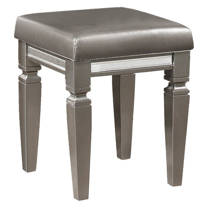 Tamsin Silver/Gray Metallic Vanity Stool