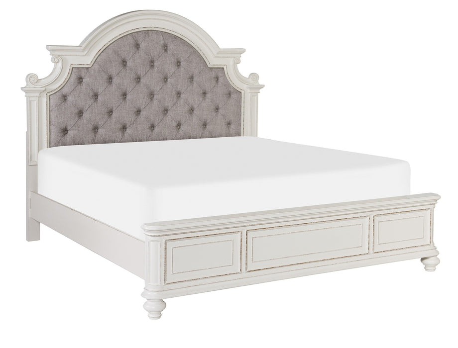 Baylesford Antique White Queen Upholstered Panel Bed