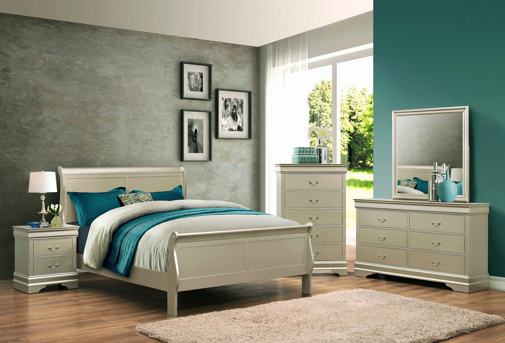 Louis Philip Champagne Queen Sleigh Bed