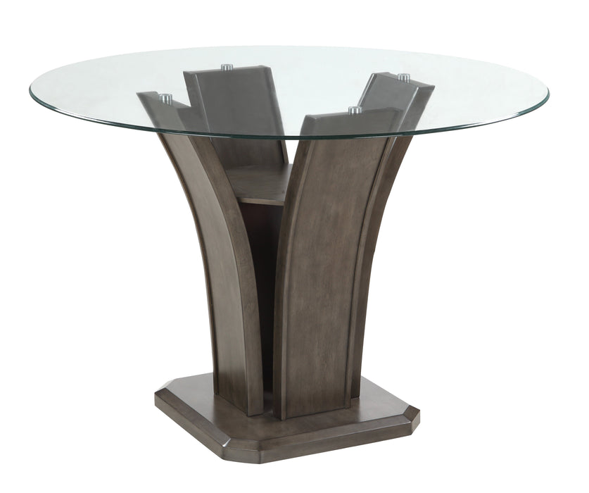 Camelia Gray Round Glass-Top Counter Height Set