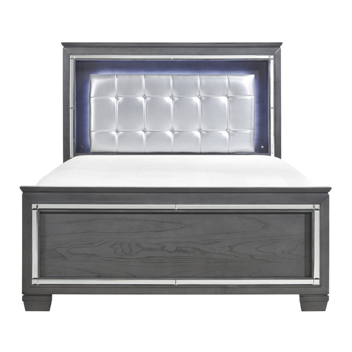 Allura Gray Full LED Upholstered Panel Bed