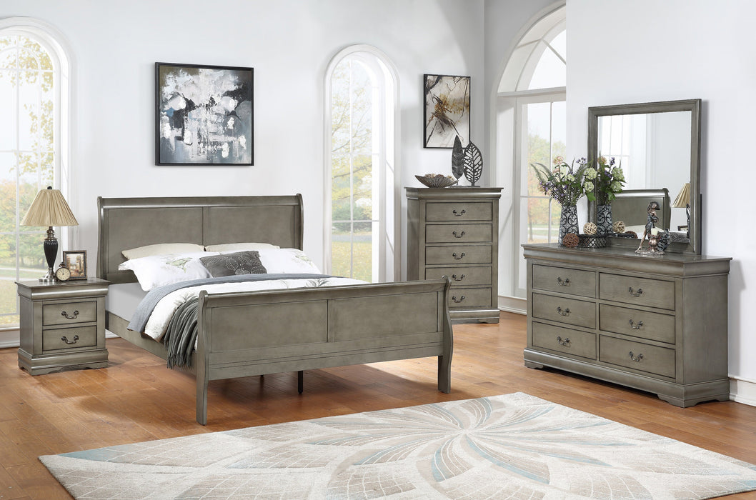 Louis Philip Gray King Sleigh Bed