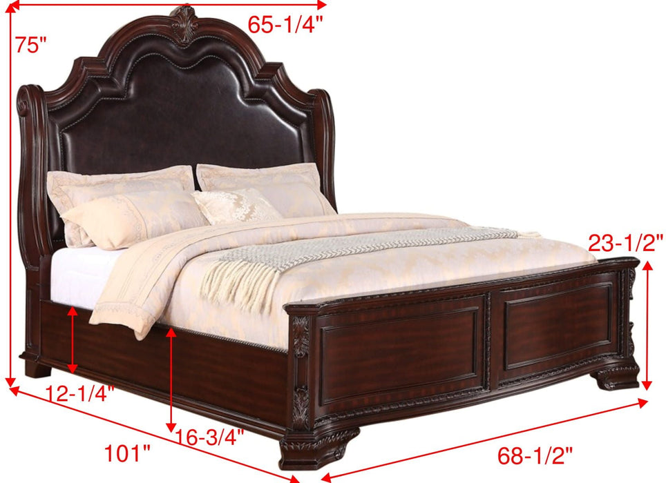 Sheffield Rich Brown Queen Upholstered Panel Bed