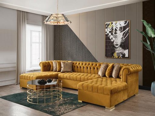 Lauren Velvet Mustard Double Chaise Sectional