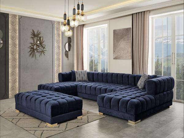 Ariana Velvet Blue Double Chaise Sectional