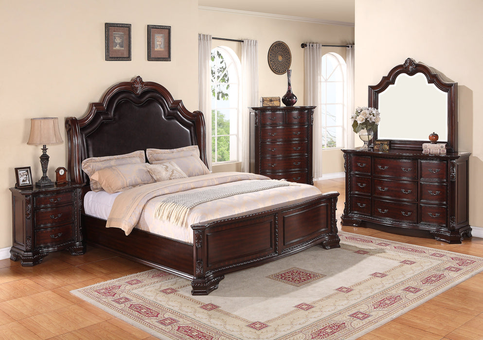 Sheffield Rich Brown King Upholstered Panel Bed